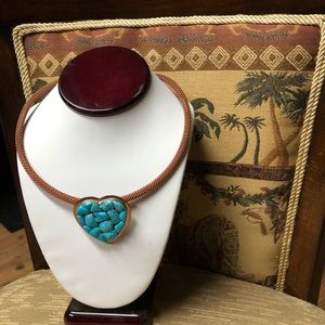Turquoise Heart Shaped Slide on Choker